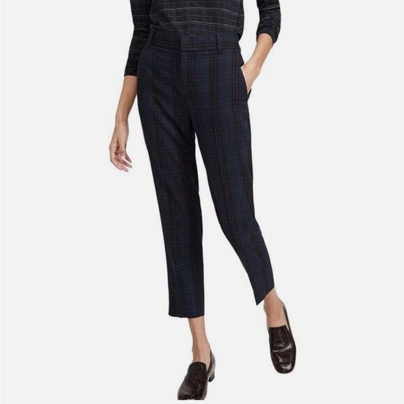 Vince Women's Soft Modern Plaid Tapered Trouser Pants - Picture 15 of 16
